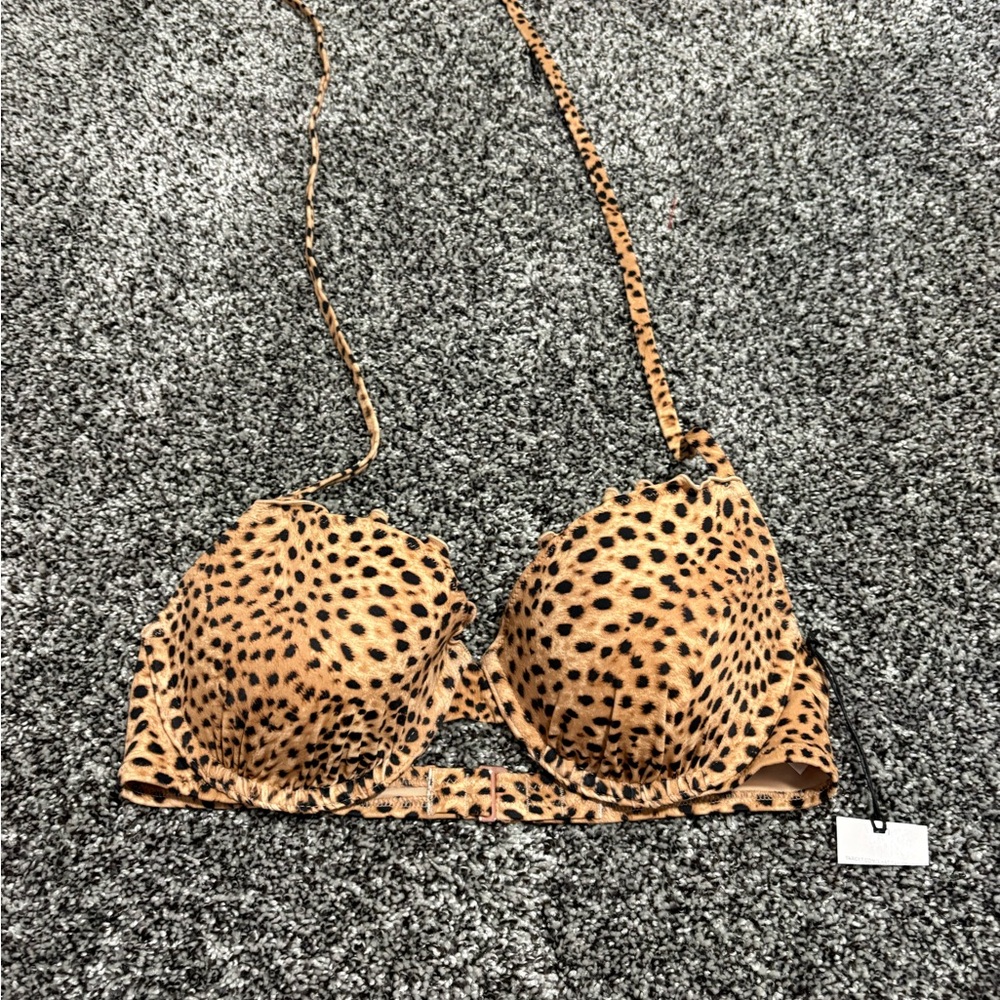 NWT SHADE AND SHORE 34c woman’s Leopard Print Push-Up Bra - Tan